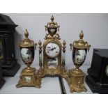 An Imperial Three Piece Italian Clock Garniture Set, with German movement to centre piece.