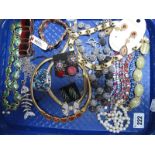 Modern Costume Necklaces, bracelets, earrings, etc:- One Tray