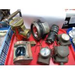 Ceag Inspection Lamp, King of the Road lamp, small ships lamp, three others:- One Tray