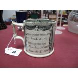 A XIX Century Pottery Mug, decorated with Rev John Wesley Founder of Methodism, born June 17th 1703,