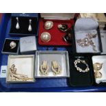 A Delicate Fresh Water Pearl and Gilt Necklace, Swarovski and other costume earrings, etc.