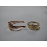 Two 9ct Gold Signet Style Rings, (both damaged/cut). (2)
