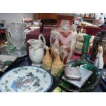 A Meiji Period Satsuma Vase, tin glaze plate, vesta case, cigarette case, glass vase, oil bottles,
