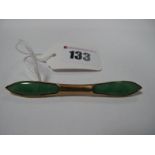 A Chinese Jade Set Bar Brooch, 8.6cm long.