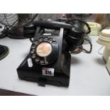 A Black Covered Anvil Telephone, 164 46 to receiver.