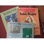 Three Original Subbuteo Set Boxes, 1 x Cricket, 1 x Rugby, 1 x Table Soccer. Cricket has box inlay