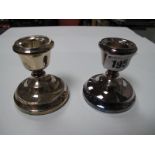 A Hallmarked Silver Dwarf Candlestick, Birmingham 1976; together with another similar, Birmingham