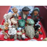 A Pair of Garland Plaster Busts, large Pendelfin 'Phumf', model frogs, other animals:- One Tray