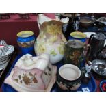 A XIX Century Cheese Dish Cover, XIX Century jug, pair of vases, etc:- One Tray