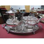 A Viners Four Piece Plated Tea Service, on oval two handled tray.