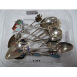 A Collection of Assorted Souvenir Teaspoons, including David Andersen, turquoise enamel demitasse