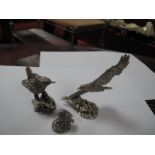 A Modern Hallmarked Silver Filled Model of a Bird of Prey in Flight, 15cm high; together with two