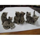 Three Modern Hallmarked Silver Filled Models of Kittens. (3)
