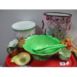 A XIX Century Oval E.P & C Vase, jardiniere, Carlton Ware salad bowl, etc:- One Tray