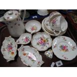 A Grosvenor Hot Water Jug, Minton heart shaped trinket box, Crown ' Derby Posies', china:- One Tray