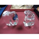 Baccarat France, Clear Glass Elephant, etched; together with a Baccarat clear glass rabbit (both