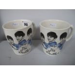 Beatles Memorabilia- A Pair of 1960's Beatles Pottery Cups, printed 'The Beatles' with each band