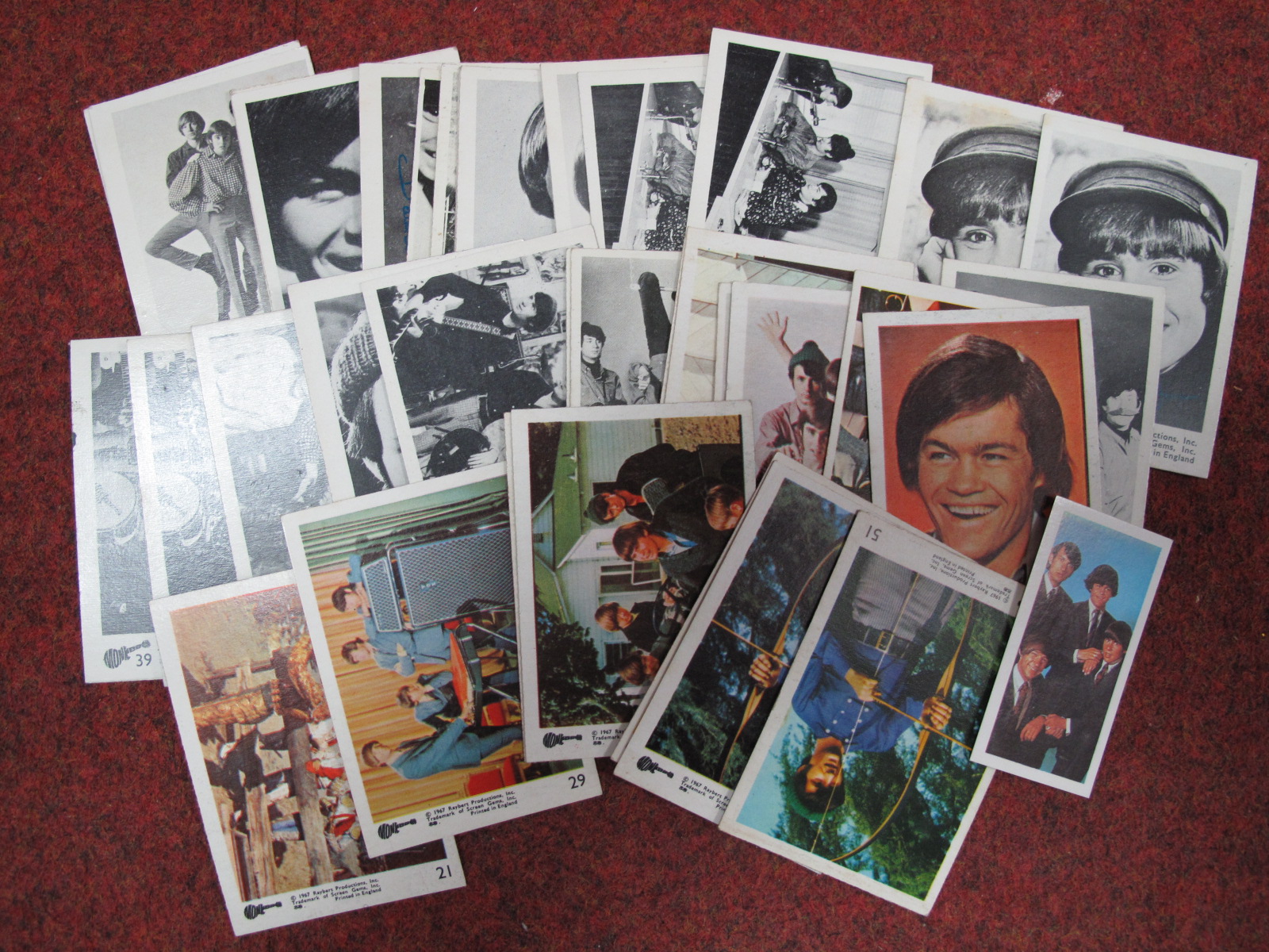 Over Forty Circa 1966/67 Monkees Trade Cards, (black and white and colour examples noted) by '