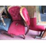 A Pair of XIX Century Mahogany Chairs, with upholstered backs and seats on reeded legs.