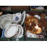 Paragon, Minton 'Broadlands', Queens 'Blue Iris' and Other Ceramics, large glass fruit bowl, etc:-