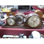 Two Smith's Oak Cased Mantel Clocks; together with one other oak cased clock. (3)