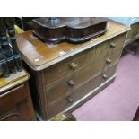 A XIX Century Mahogany Chest, of two short and two long drawers, with turned handles, curved