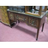 A XIX Century Mahogany Sideboard, with brass lion mask handles to single drawer and flanking
