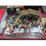 A Resin Nativity Set, Danbury Mint Cliffs Rock 'n' Roll bears, razor, hardwood and metal