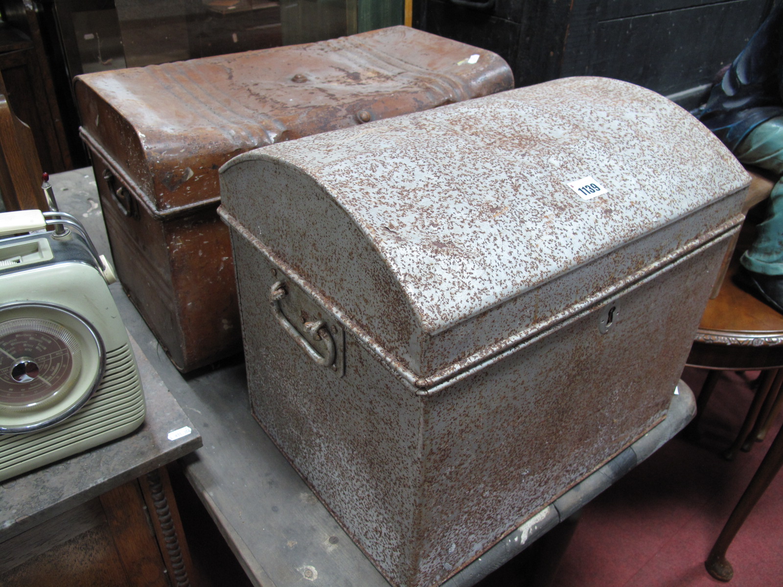 Two XIX Century Tin Trunks.