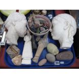 Chalk Heads, minerals, artefacts, etc:- One Tray