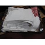 Two Large White Damask Tablecloths, napkins and other white linen, woven panel:- One Box