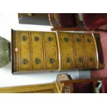 A Walnut Chest on Chest, top with three drawers, base with three drawers, on bracket feet.