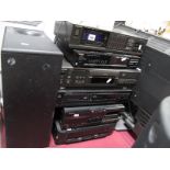 A Kenwood Equaliser, cassette RCD player, Technics equaliser, tuner and CD player, Bose speaker. All