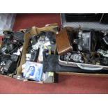 A Large Collection of Digital and Film Fed Cameras, including box brownies, Kodak folding Zenit EM x