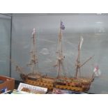 A Large Fine Scale Kit Based Model of H.M.S Victory, varnished, finished to a very high standard, an