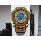 A XIX Century Walnut Wall Clock, with painted dial, applied 'C' scroll decoration, small hinged