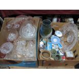 Glassware, hallow cut glass fruit bowl, ceramics, etc:- Two Boxes