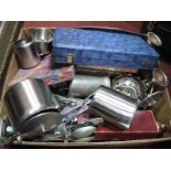 Metalwares: to include candelabra, cased and loose cutlery, shallow dishes, tea wares, etc:- One