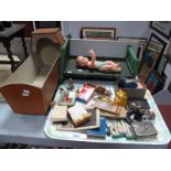 A Dolls Crib - Dolls Bed; together with a tray of Wade Whimsies, playing cards.