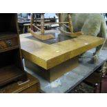 A XX Century Square Shaped Walnut Coffee Table, with a central mirror.