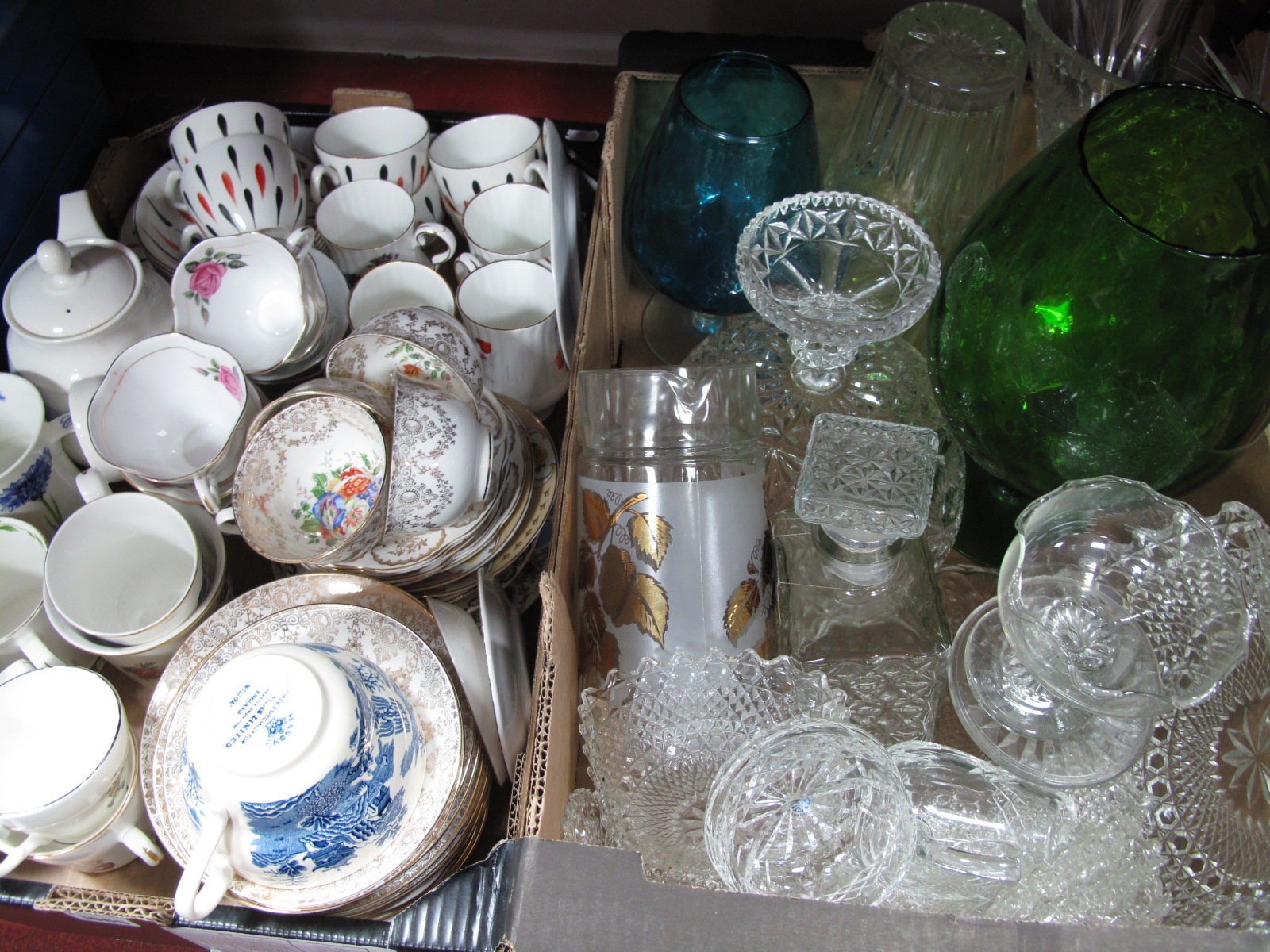 Mason's, Imperial, Ransat and Other China, glassware, etc:- Two Boxes