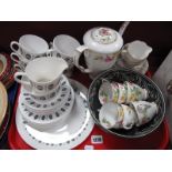 A Pearsons Sgrafito Bowl, Stafford 'Tea Rose' coffee ware, Colelough teaware:- One Tray.