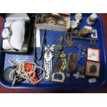 Enamelled Silvered Celtic Cross, locket, watches etc:- One Tray