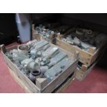 A Quantity of Victorian and Later Ink Bottles, medicine bottles, earthenware pots, etc:- Six Trays