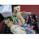Plush Teddies, Golly, Clangers, other soft toys, christmas baubles:- One Box