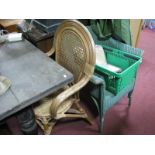 A Lloyd Loom Style Green Basket Work Chair.