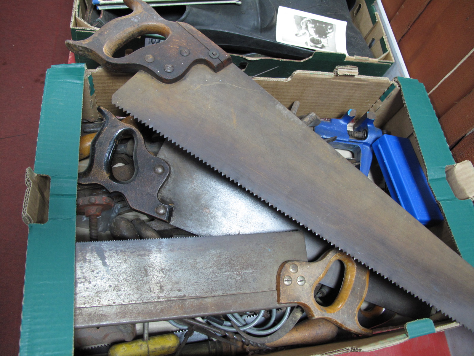 Files, table top vice, screwdrivers, saws etc:- One Box