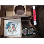 Donald Duck and Other Novelty Money Boxes, barometer, Eastern carvings, maps, etc:- Two Boxes