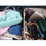 A Quantity of Ladies Handbags, coat. Two Boxes