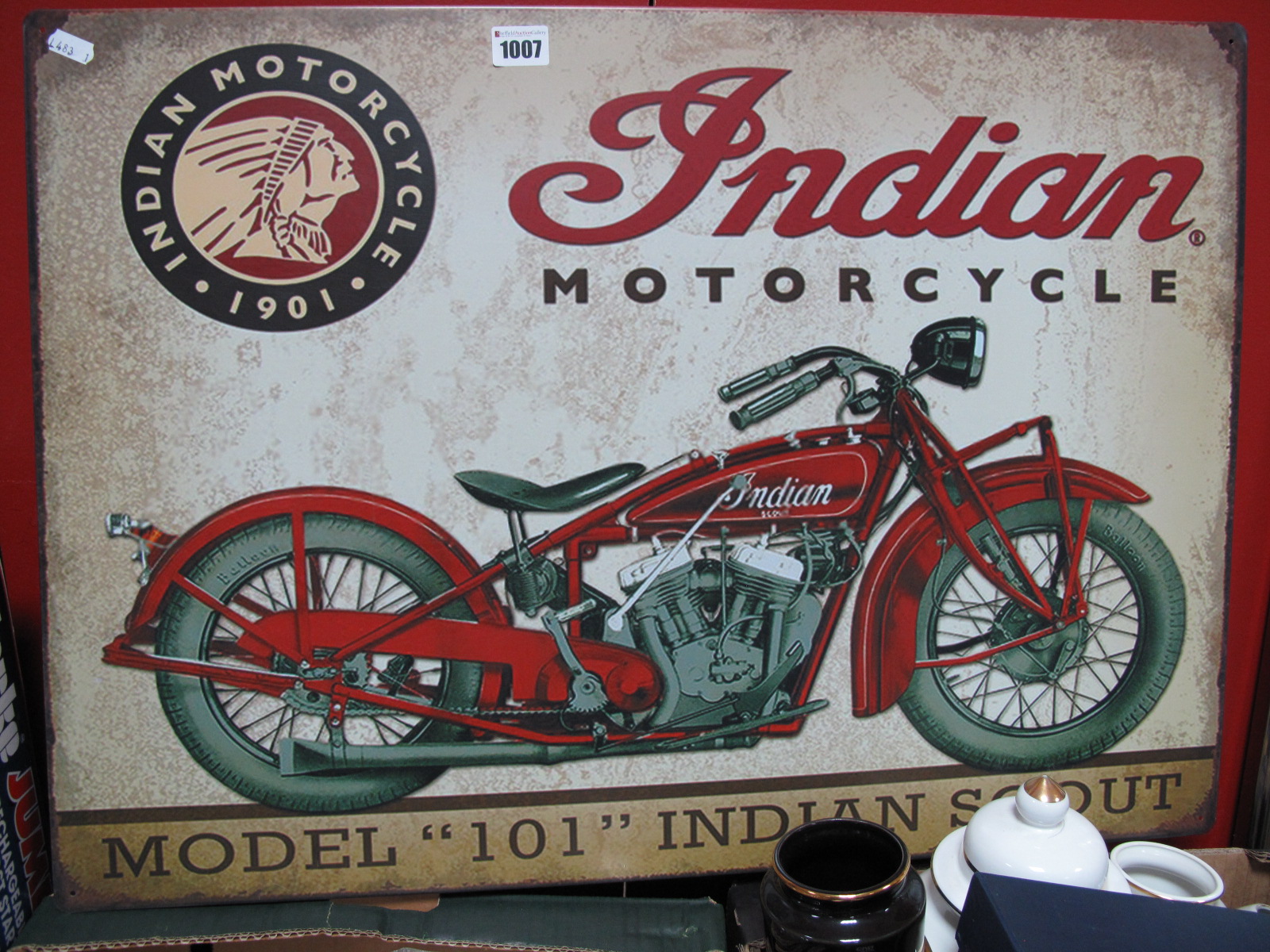 An Indian Motorcycle Metal Sign, 50 x 70cm.